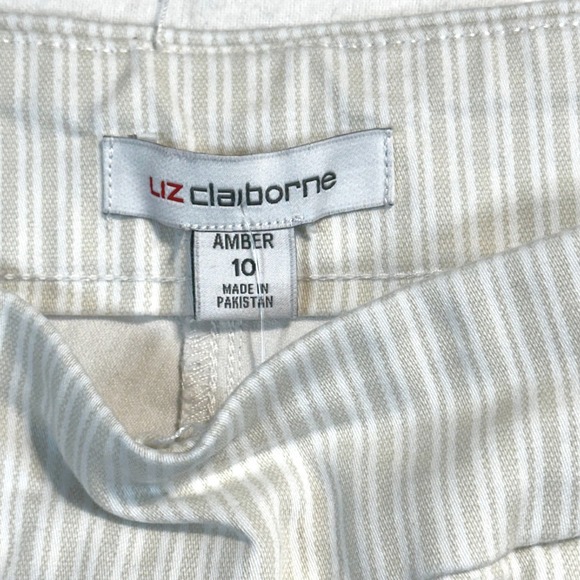 Vintage 00s 90s Liz Claiborne Women Amber Striped Pull On Shorts Size 10 - Picture 2 of 6